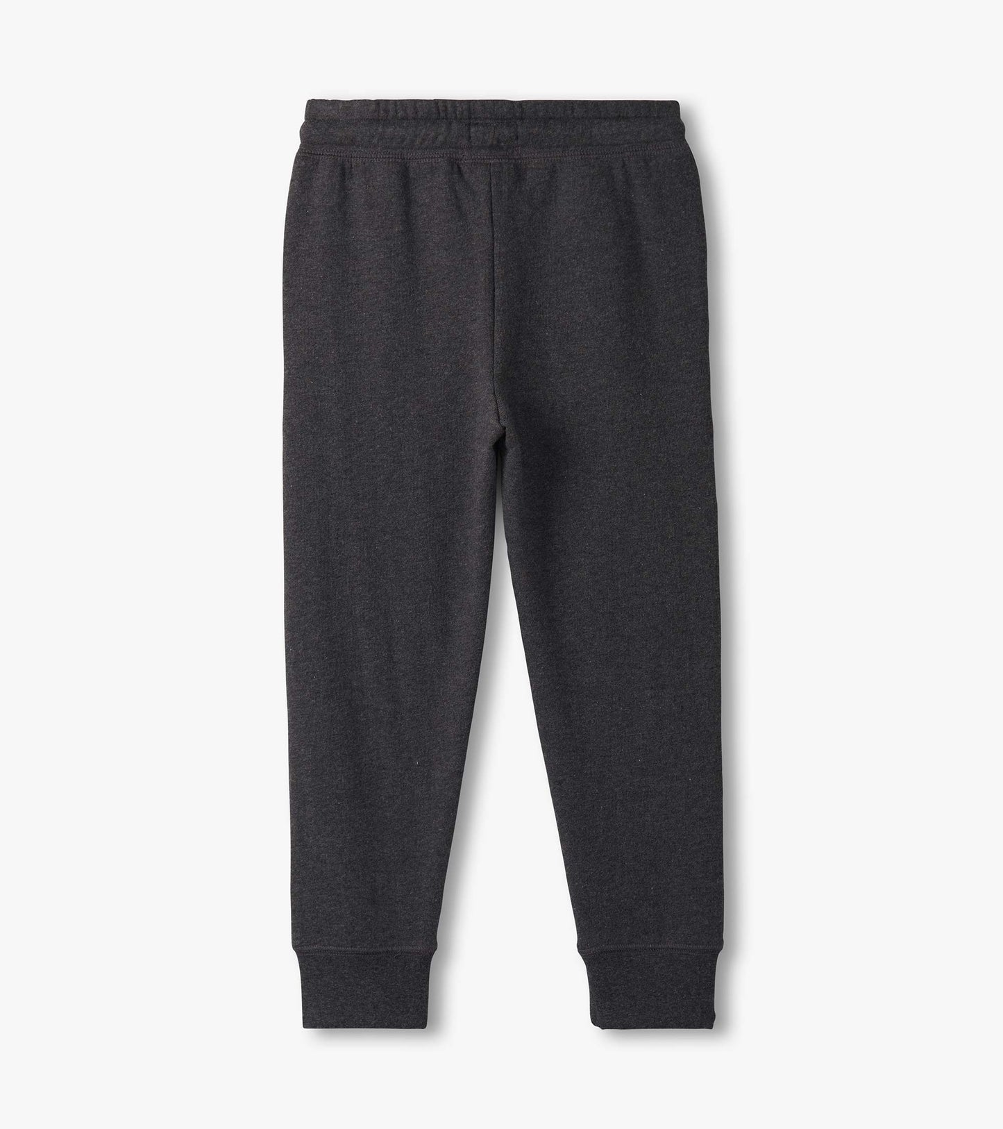 Charcoal melange joggers with an elastic waistband and fitted cuffs, suitable for casual wear.