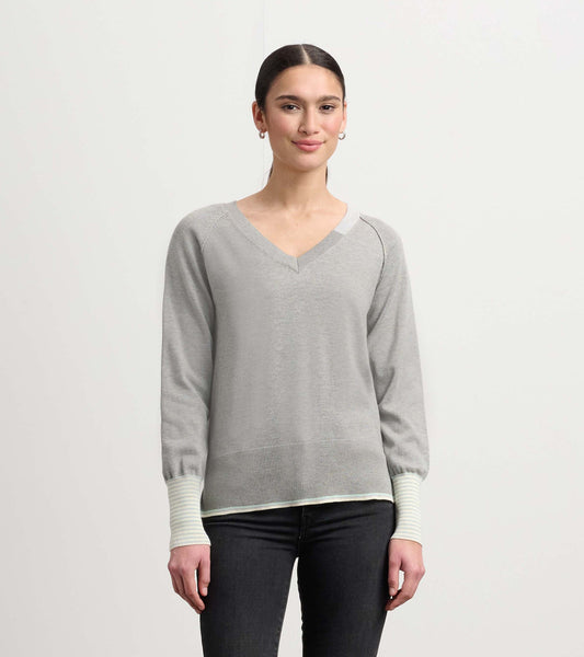 Cary V-Neck Jumper - Charcoal Melange
