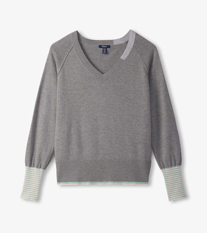 Cary V-Neck Jumper - Charcoal Melange