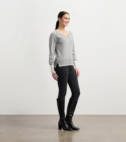 Cary V-Neck Jumper - Charcoal Melange