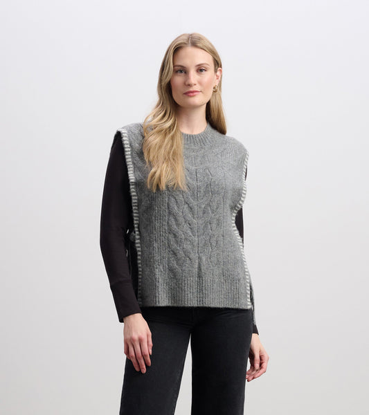 Side-Tie Jumper Vest - Charcoal Melange