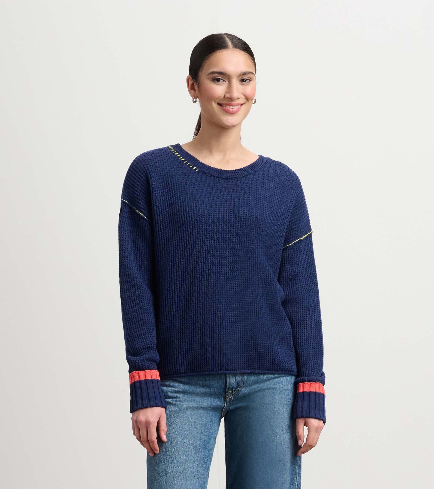 Waffle Knit Jumper - Navy
