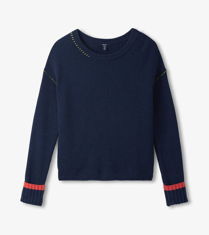 Waffle Knit Jumper - Navy
