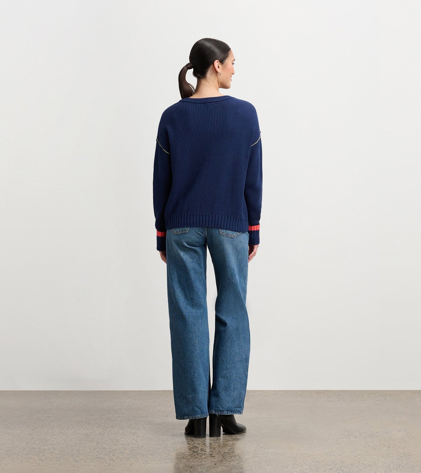 Waffle Knit Jumper - Navy