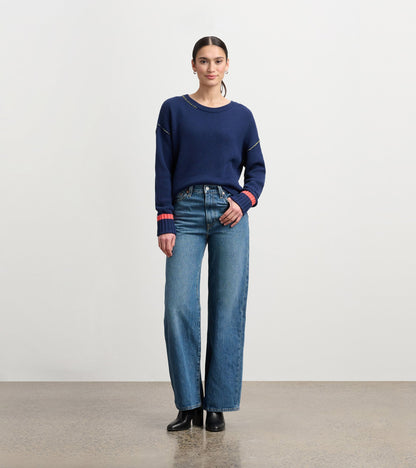 Waffle Knit Jumper - Navy