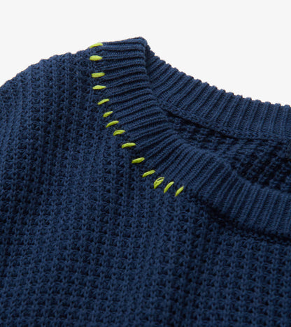 Waffle Knit Jumper - Navy
