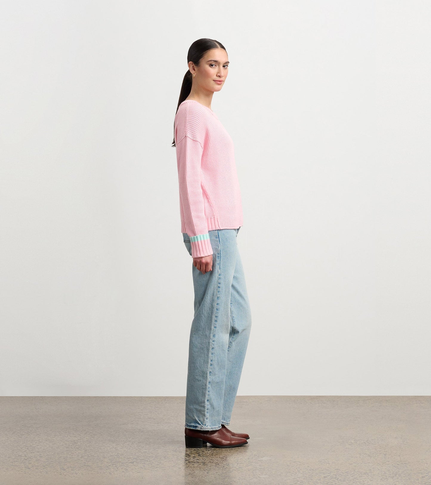 Waffle Knit Jumper - Fuchsia Pink