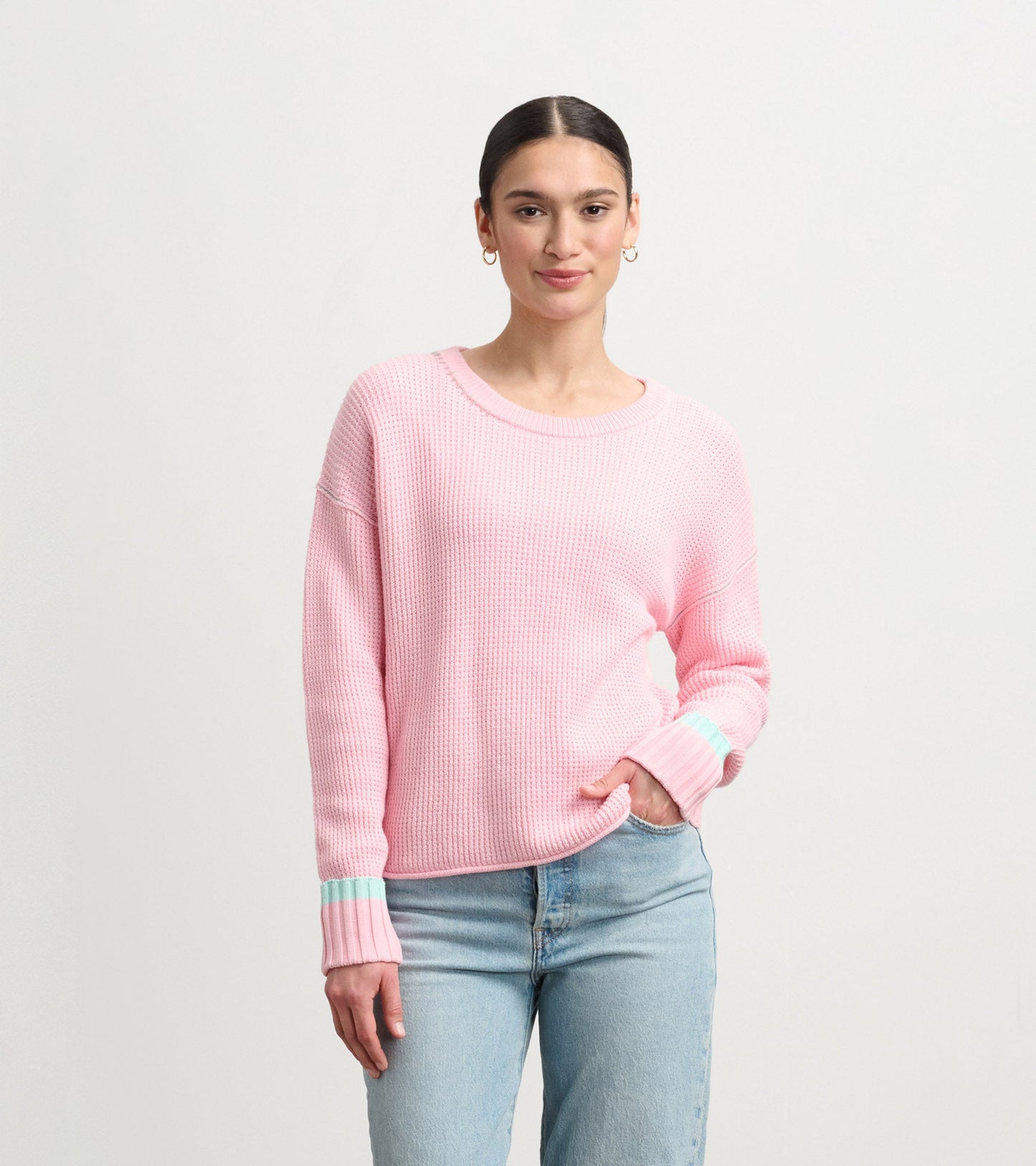 Waffle Knit Jumper - Fuchsia Pink