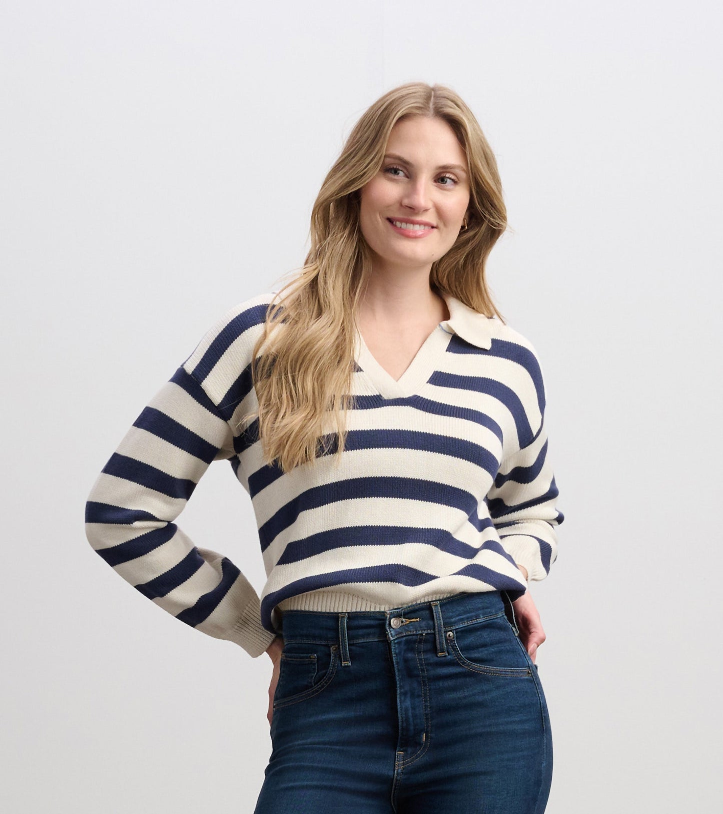 Johnny Collar Jumper - Nautical Stripes