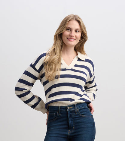 Johnny Collar Jumper - Nautical Stripes
