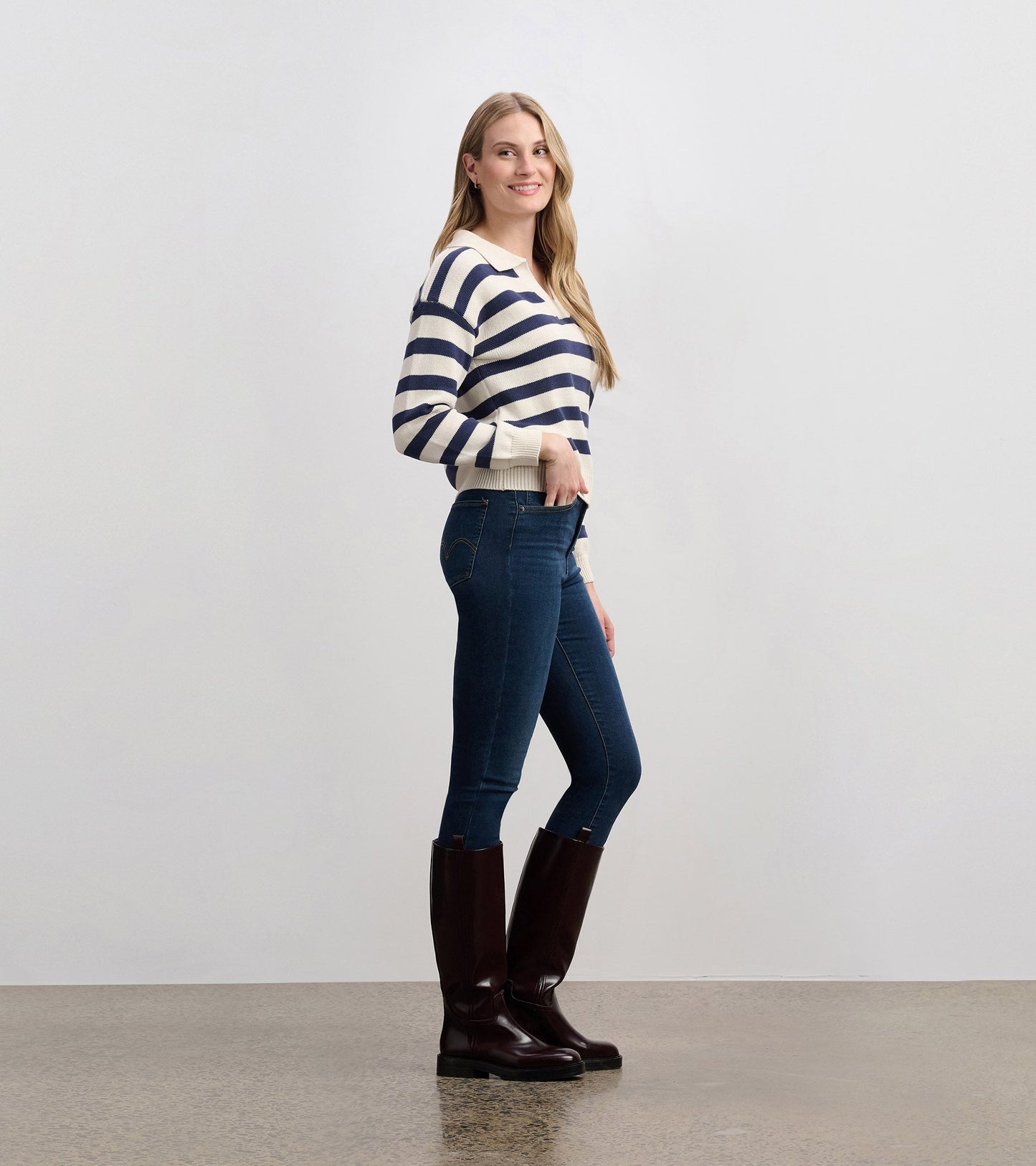 Johnny Collar Jumper - Nautical Stripes