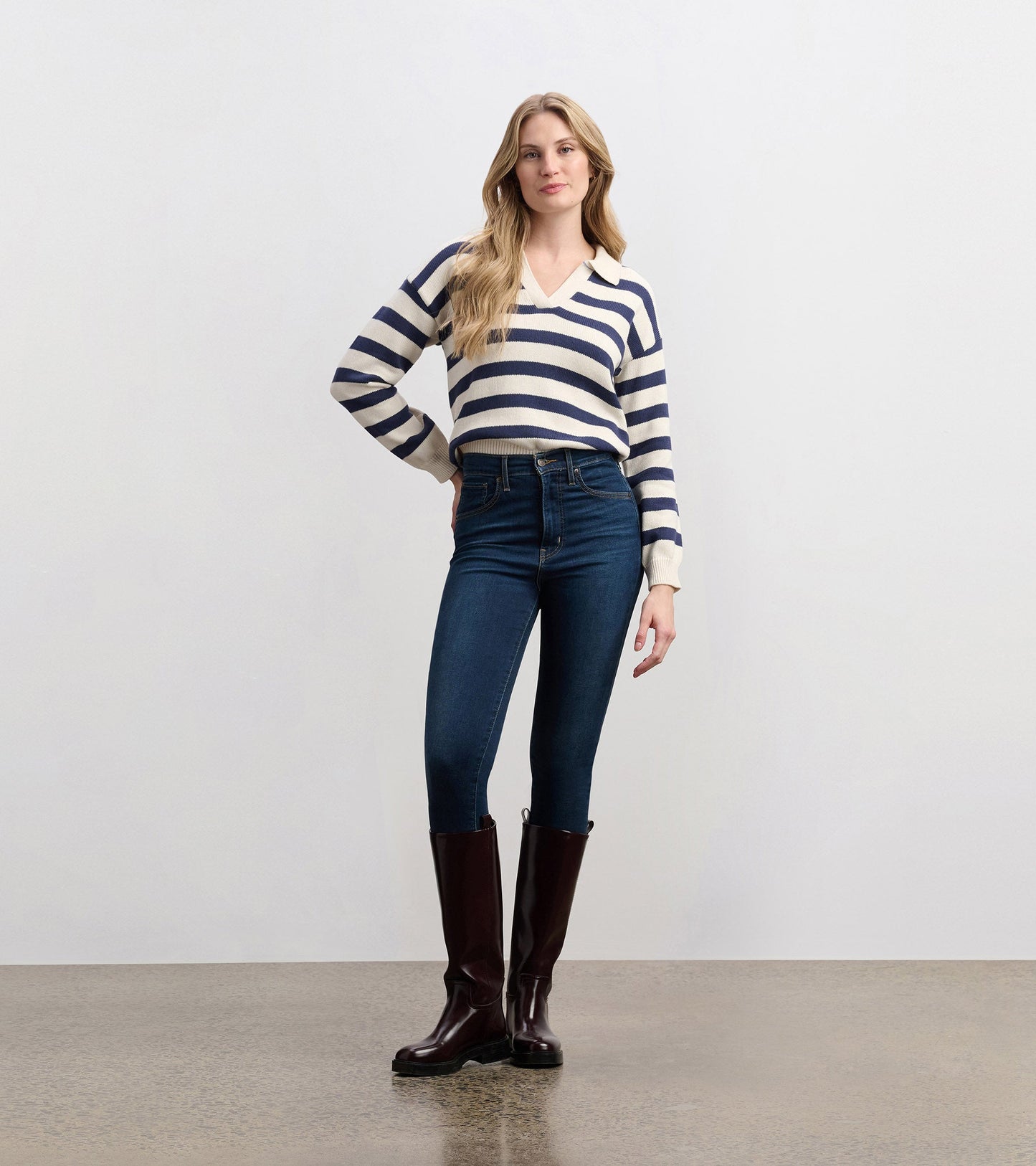 Johnny Collar Jumper - Nautical Stripes