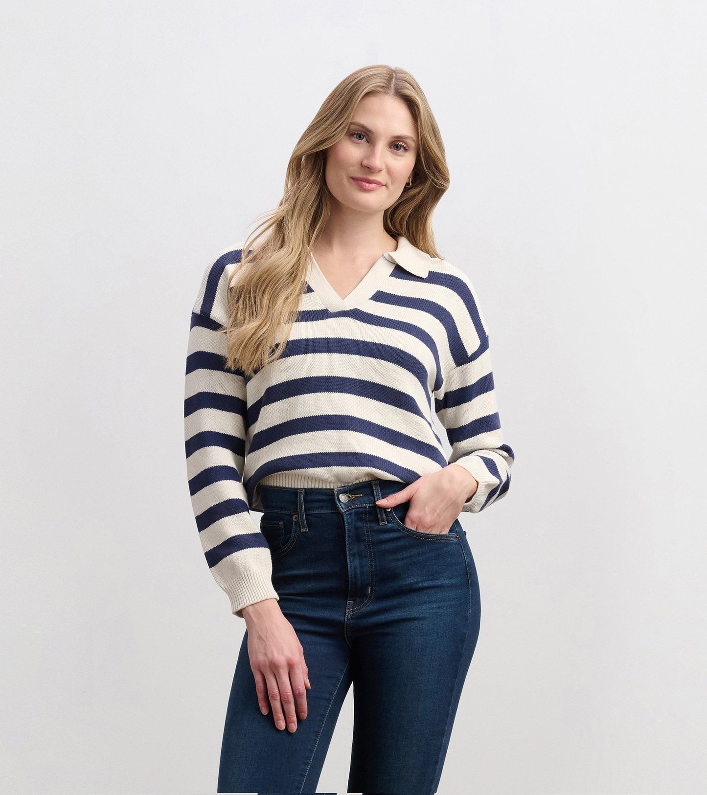 Johnny Collar Jumper - Nautical Stripes