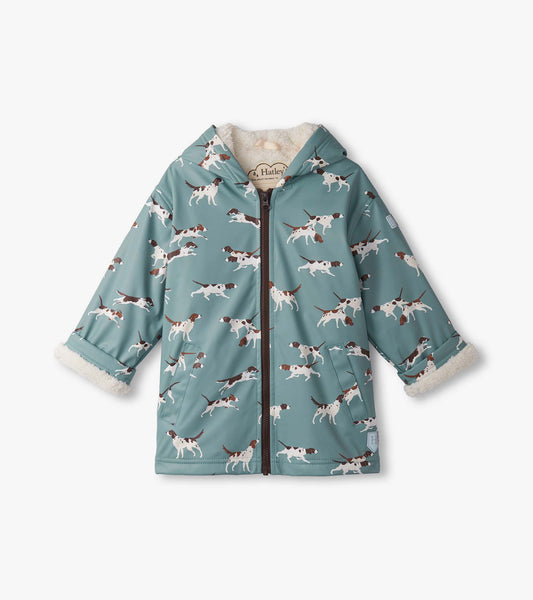 Boys Hunting Dogs Sherpa Lined Zip-Up Raincoat