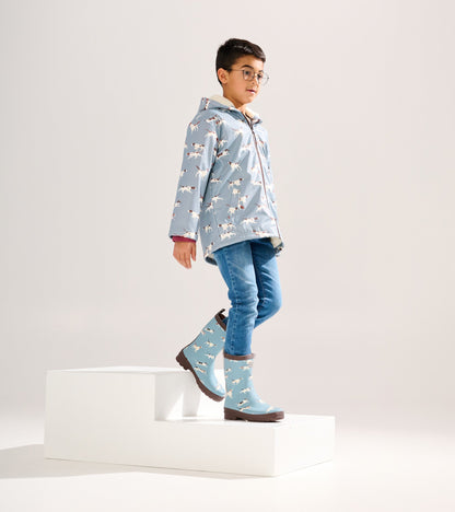 Boys Hunting Dogs Sherpa Lined Zip-Up Raincoat