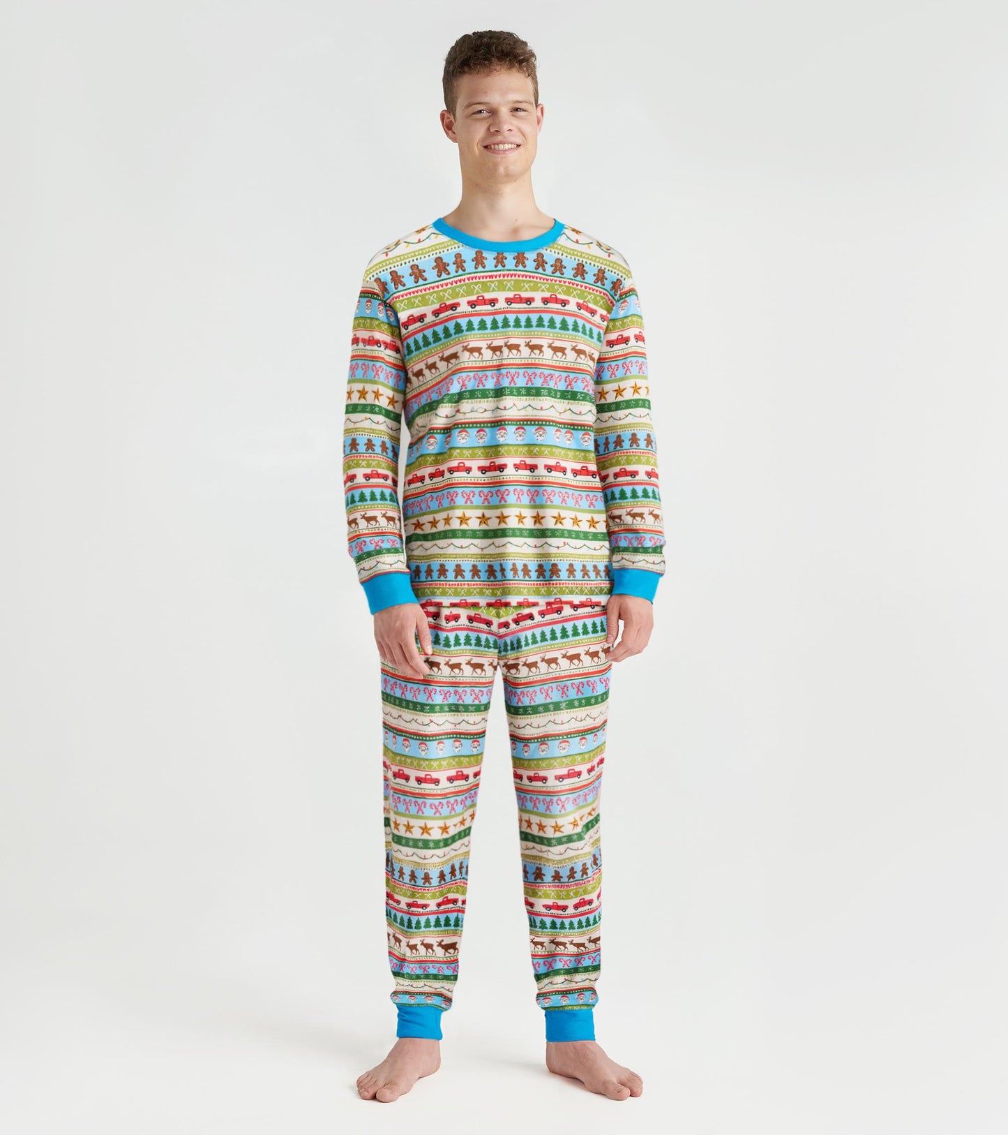Men's Blue Fun Fair Isle Cotton Pyjama Set