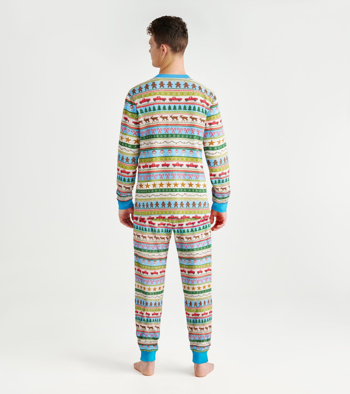 Men's Blue Fun Fair Isle Cotton Pyjama Set