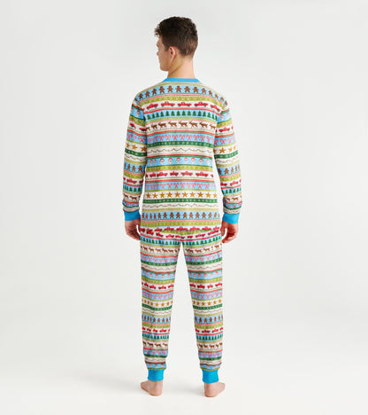 Men's Blue Fun Fair Isle Cotton Pyjama Set