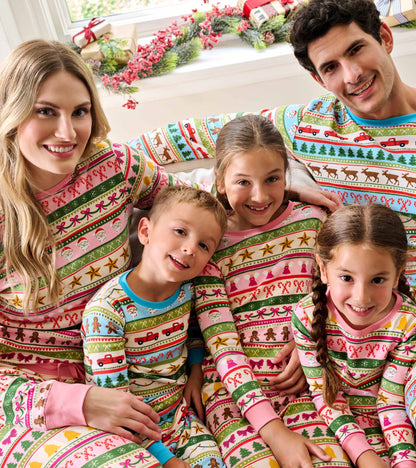 Girls Pink Fun Fair Isle Cotton Pyjama Set