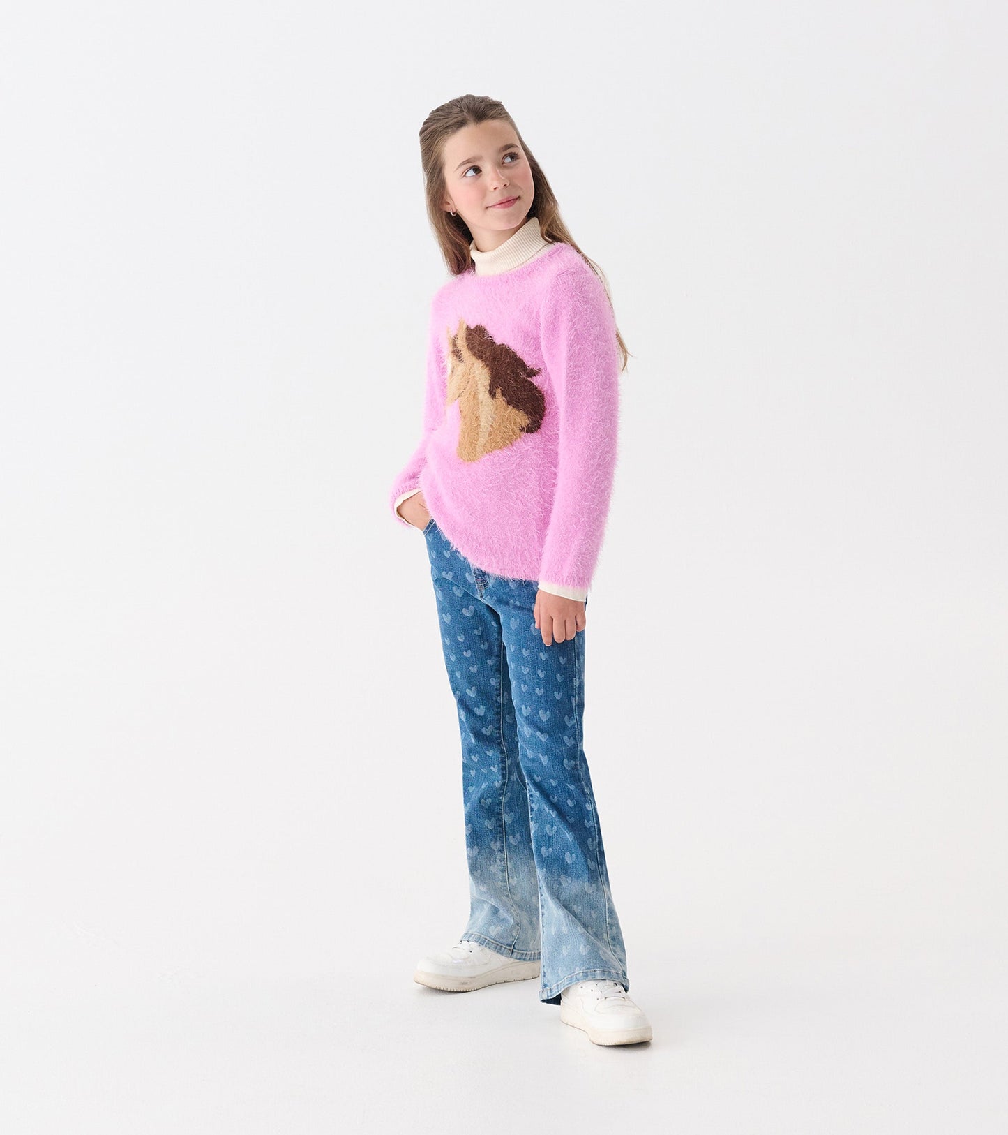 Girls Horse Furry Sweater