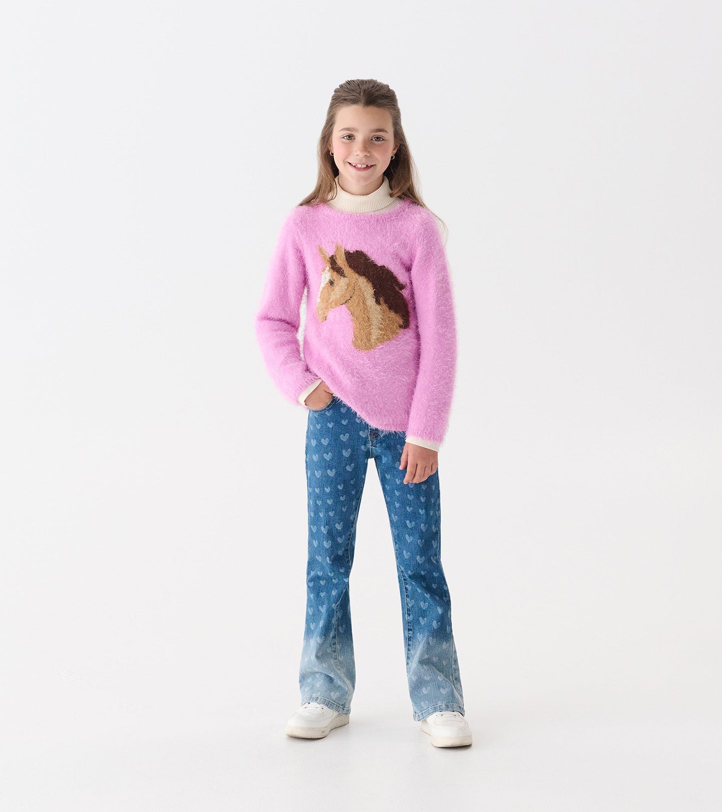 Girls Horse Furry Sweater