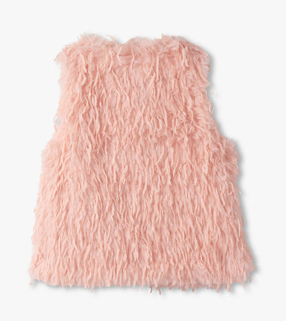 Girls Pale Pink Feather Faux Fur Vest Hatley