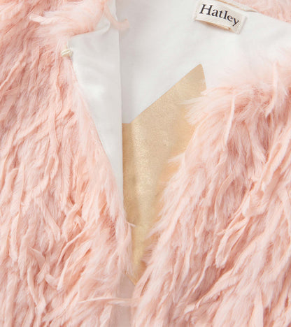 Girls Pale Pink Feather Faux Fur Vest Hatley