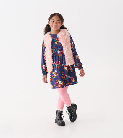 Girls Pale Pink Feather Faux Fur Vest Hatley