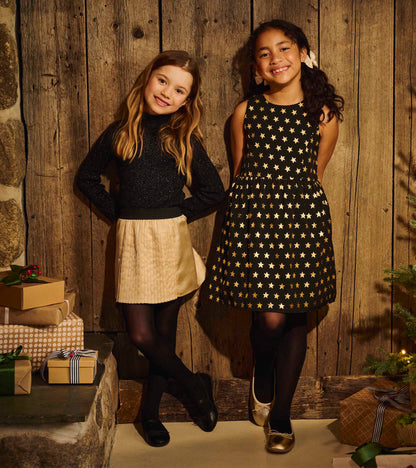 Girls Gold Pleated Fun Skirt