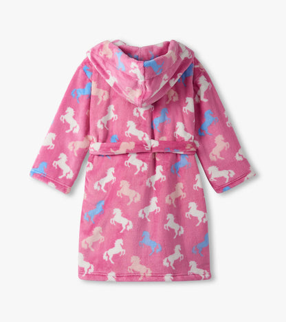 Girls Beautiful Horses Fuzzy Fleece Robe