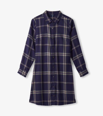 Cara Shirt Dress - Heirloom Navy Plaid