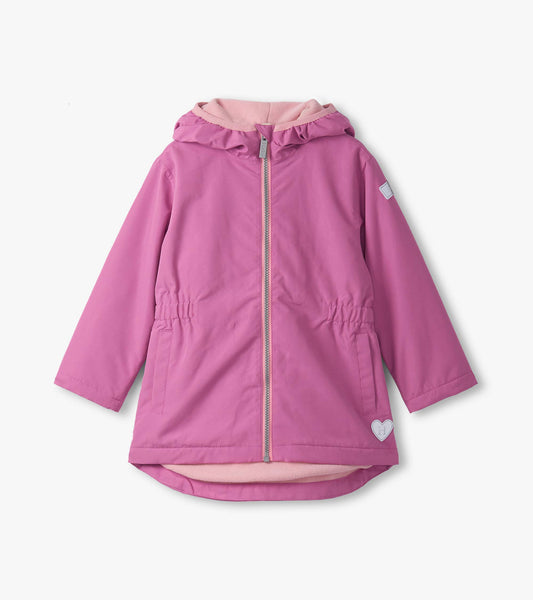 Girls Heart Swans Zip-Up Lightweight Raincoat