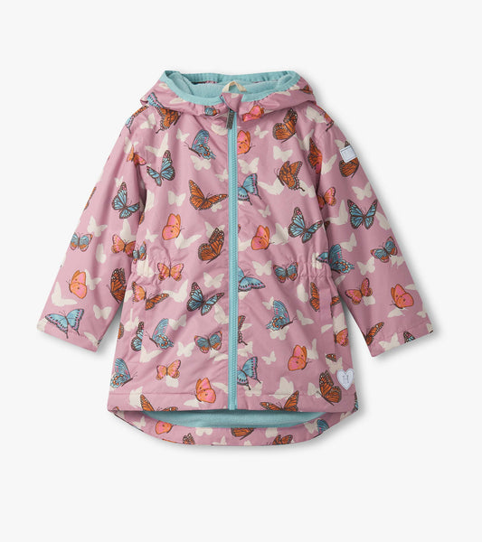 Girls Pop-Out Butterflies Zip-Up Lightweight Raincoat