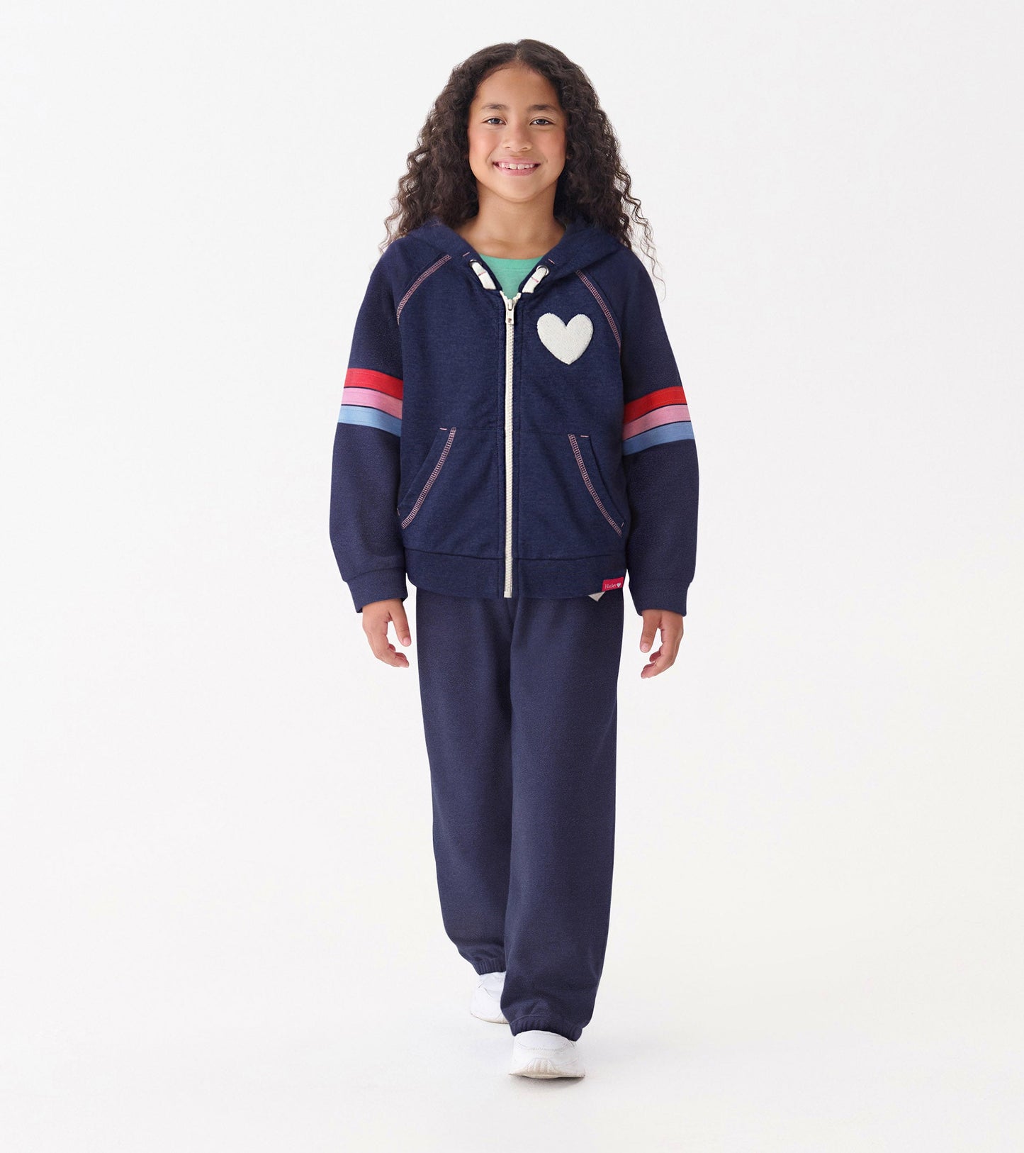 Patriot blue baggy track pants for girls, featuring a relaxed fit and soft material, ideal for casual wear.