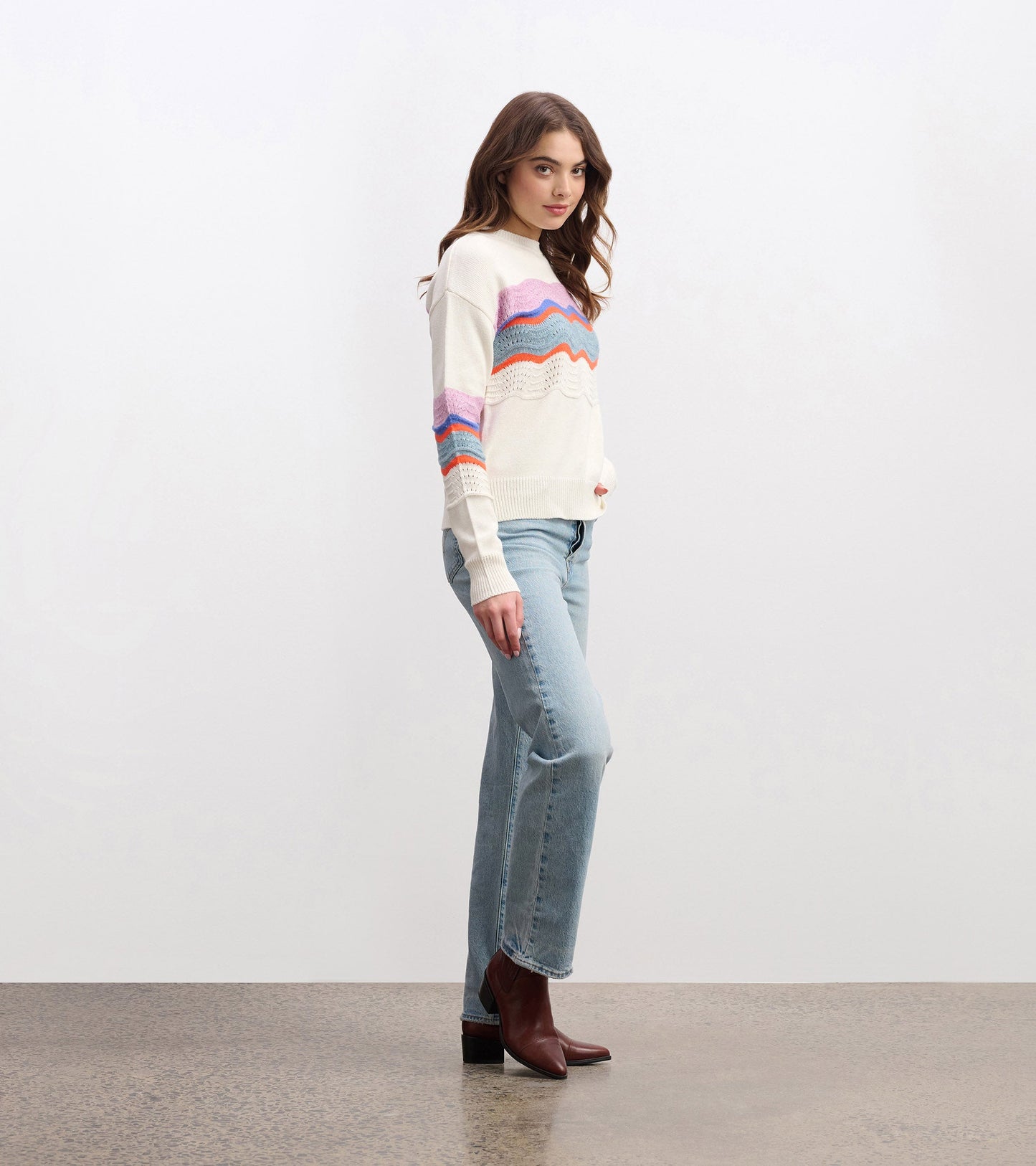 Pointelle Wave Jumper - Summer Sky Ripple