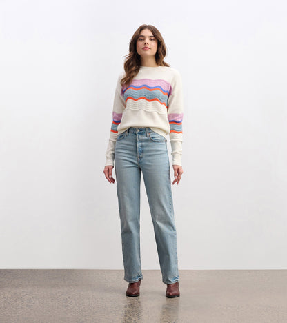 Pointelle Wave Jumper - Summer Sky Ripple