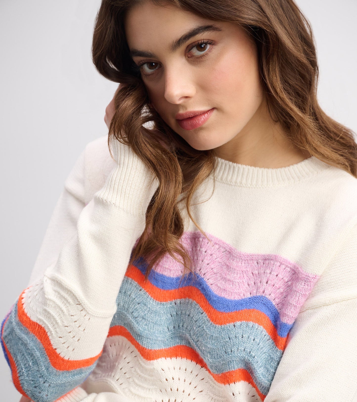 Pointelle Wave Jumper - Summer Sky Ripple
