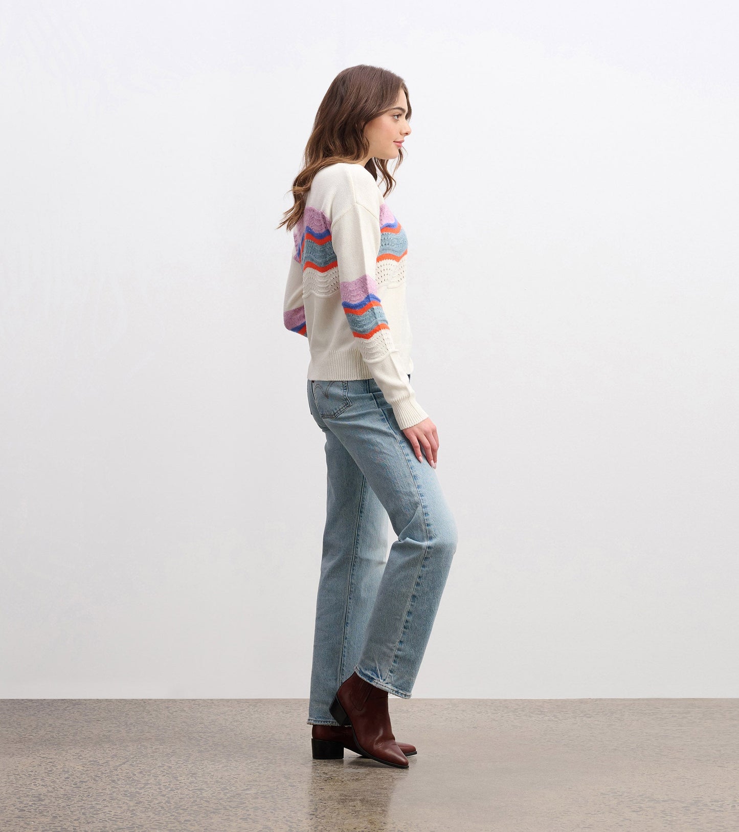 Pointelle Wave Jumper - Summer Sky Ripple
