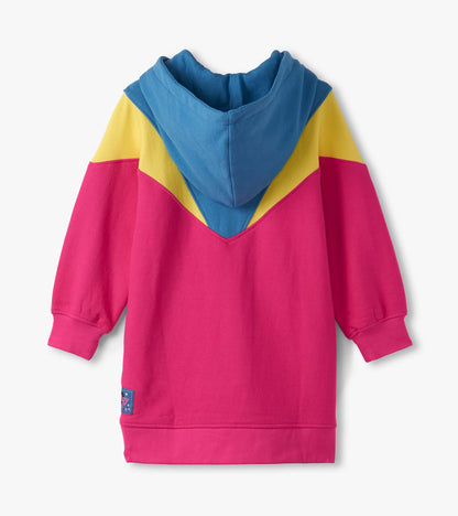 Girls Half-Zip Retro Colour Block Dress