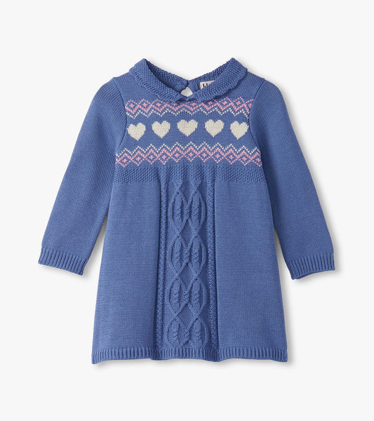 Baby & Toddler Girls Hearts Cable Knit Sweater Dress