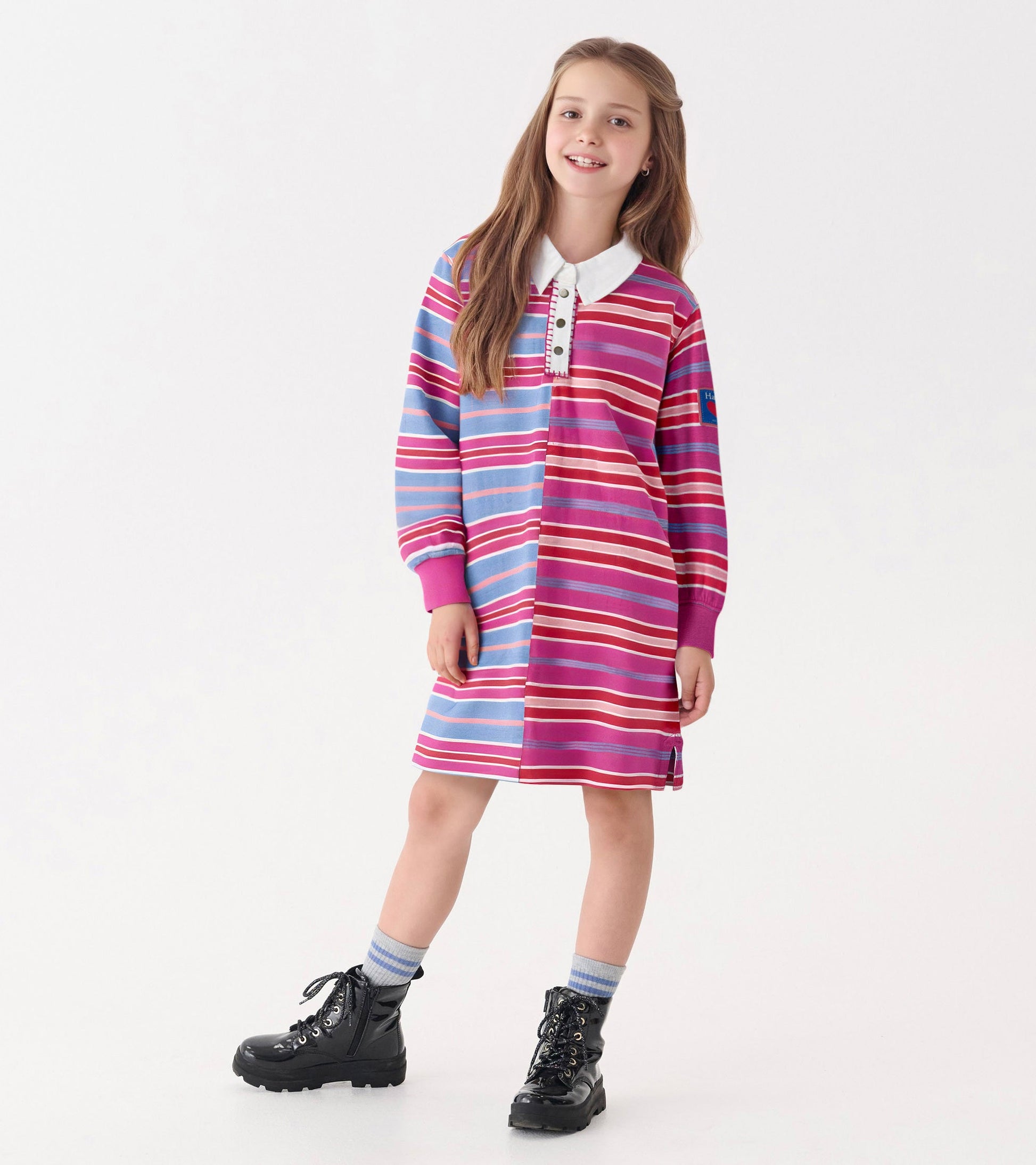 Girls Mixed Stripes Polo Dress Hatley
