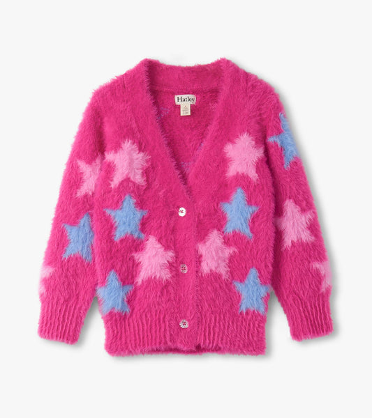 Girls Sparkling Star Fuzzy Cardigan Hatley