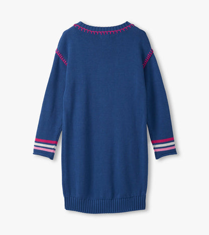 Girls Sapphire Drop Shoulder Sweater Dress