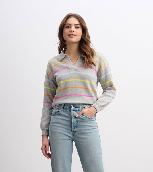 Johnny Collar Jumper - Sorbet Stripes