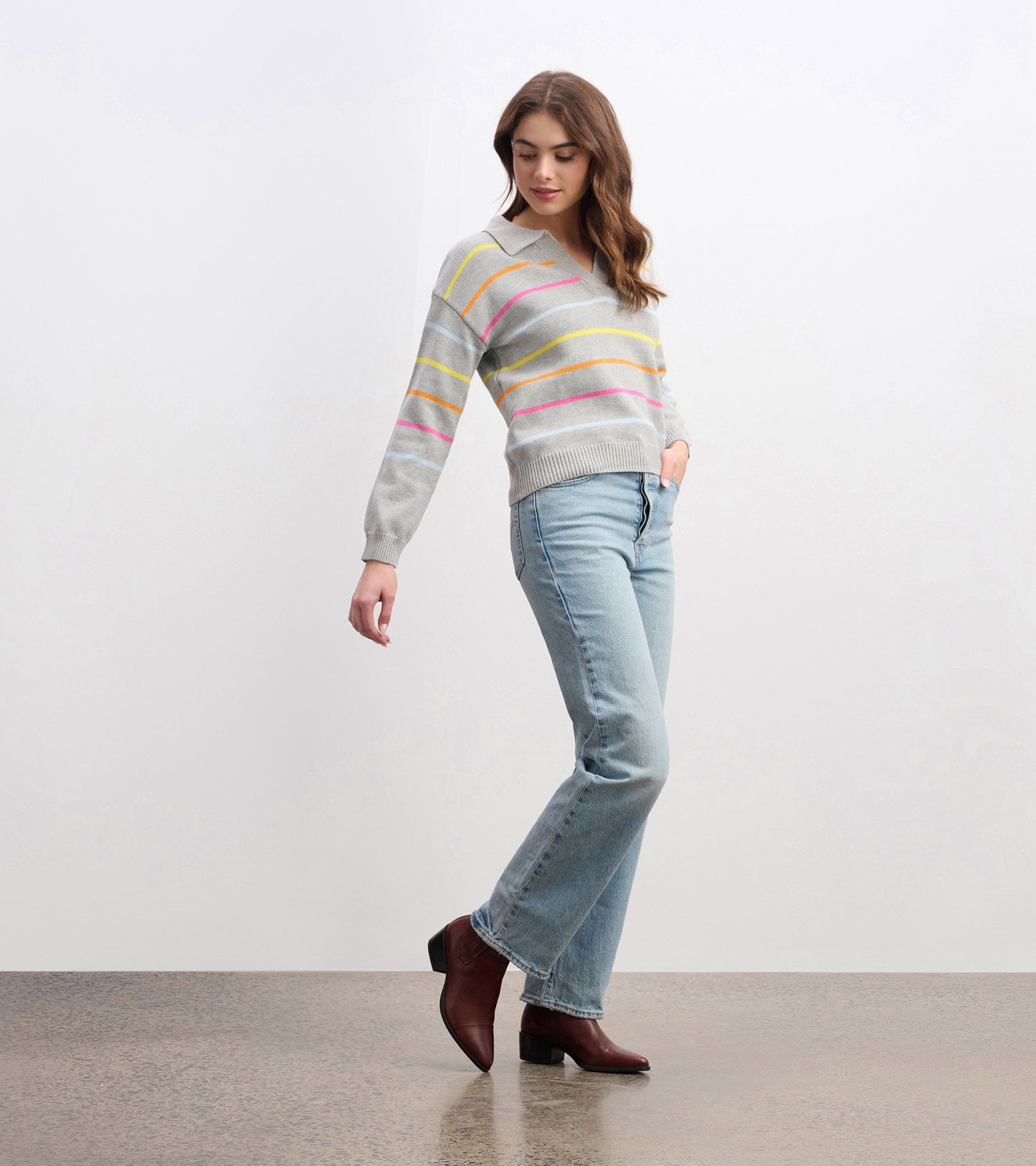 Johnny Collar Jumper - Sorbet Stripes