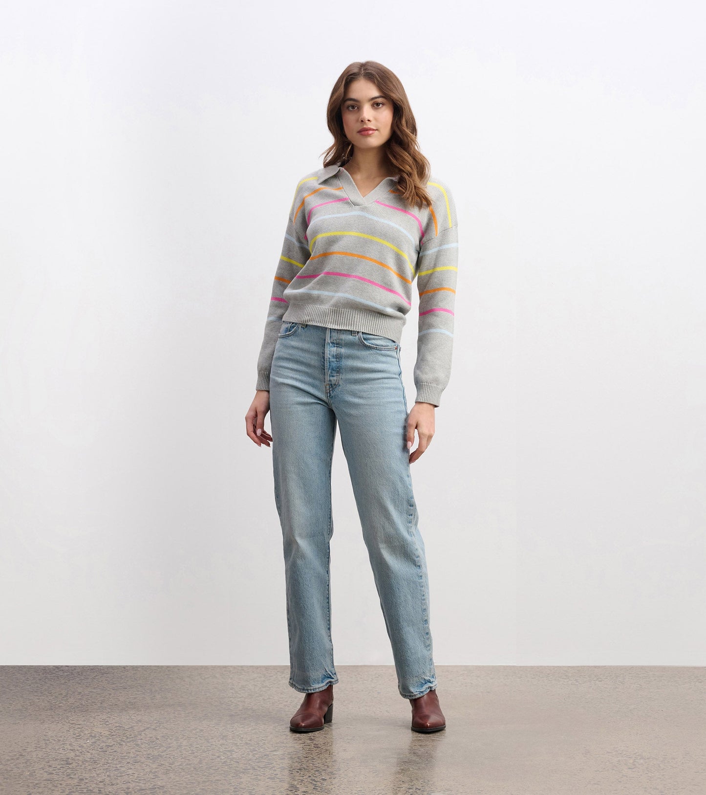 Johnny Collar Jumper - Sorbet Stripes