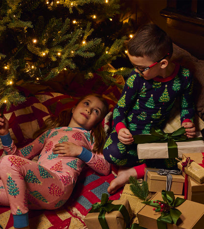 Girls Pink Bottle Brush Trees Glow in the Dark Cotton Pyjama Set