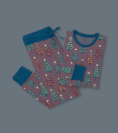 Women's Pink Bottle Brush Trees Glow in the Dark Cotton Pyjama Set