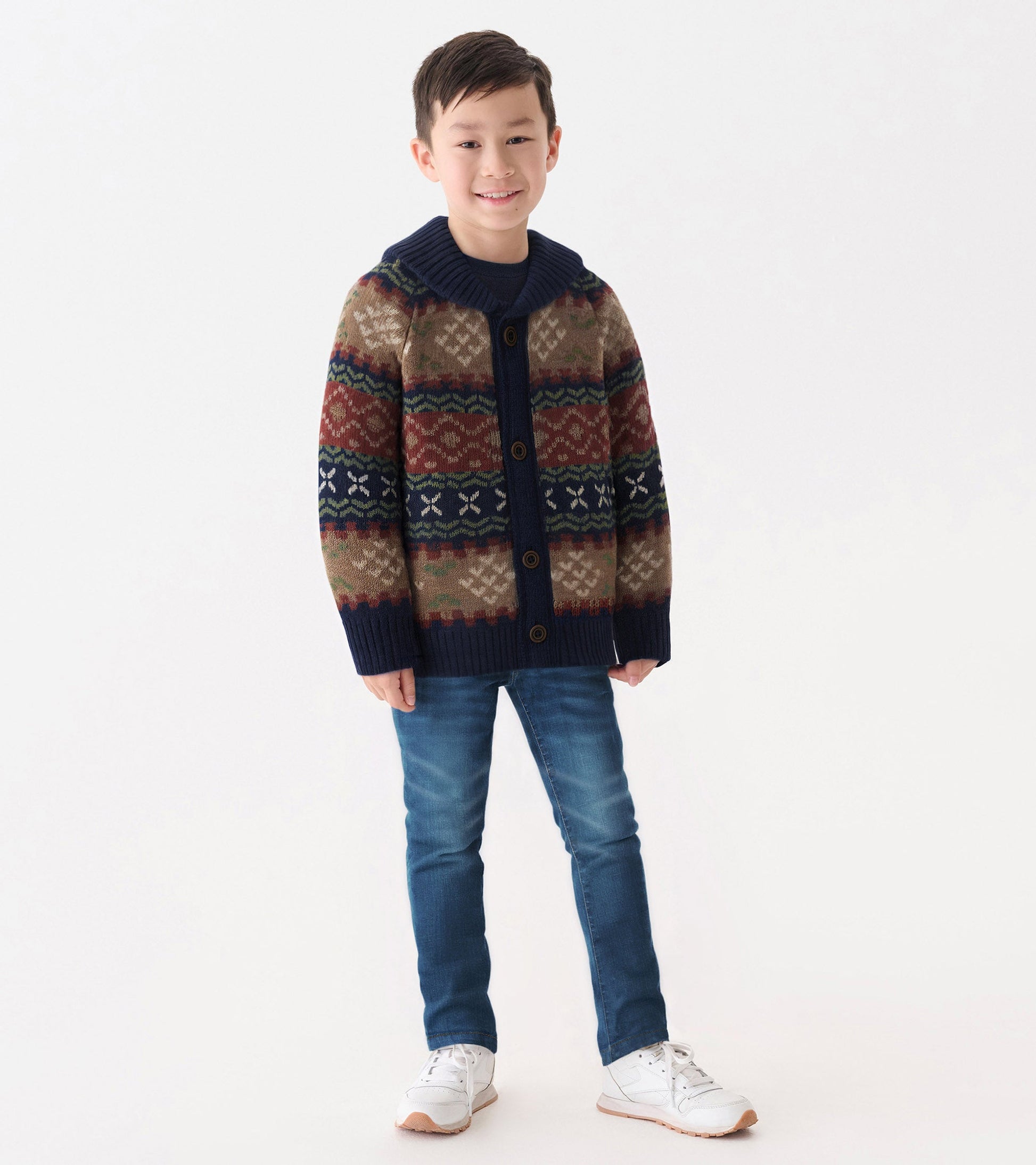 Boys Vintage Fair Isle Shawl Collar Cardigan Hatley