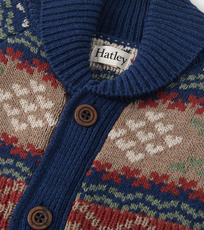 Boys Vintage Fair Isle Shawl Collar Cardigan Hatley